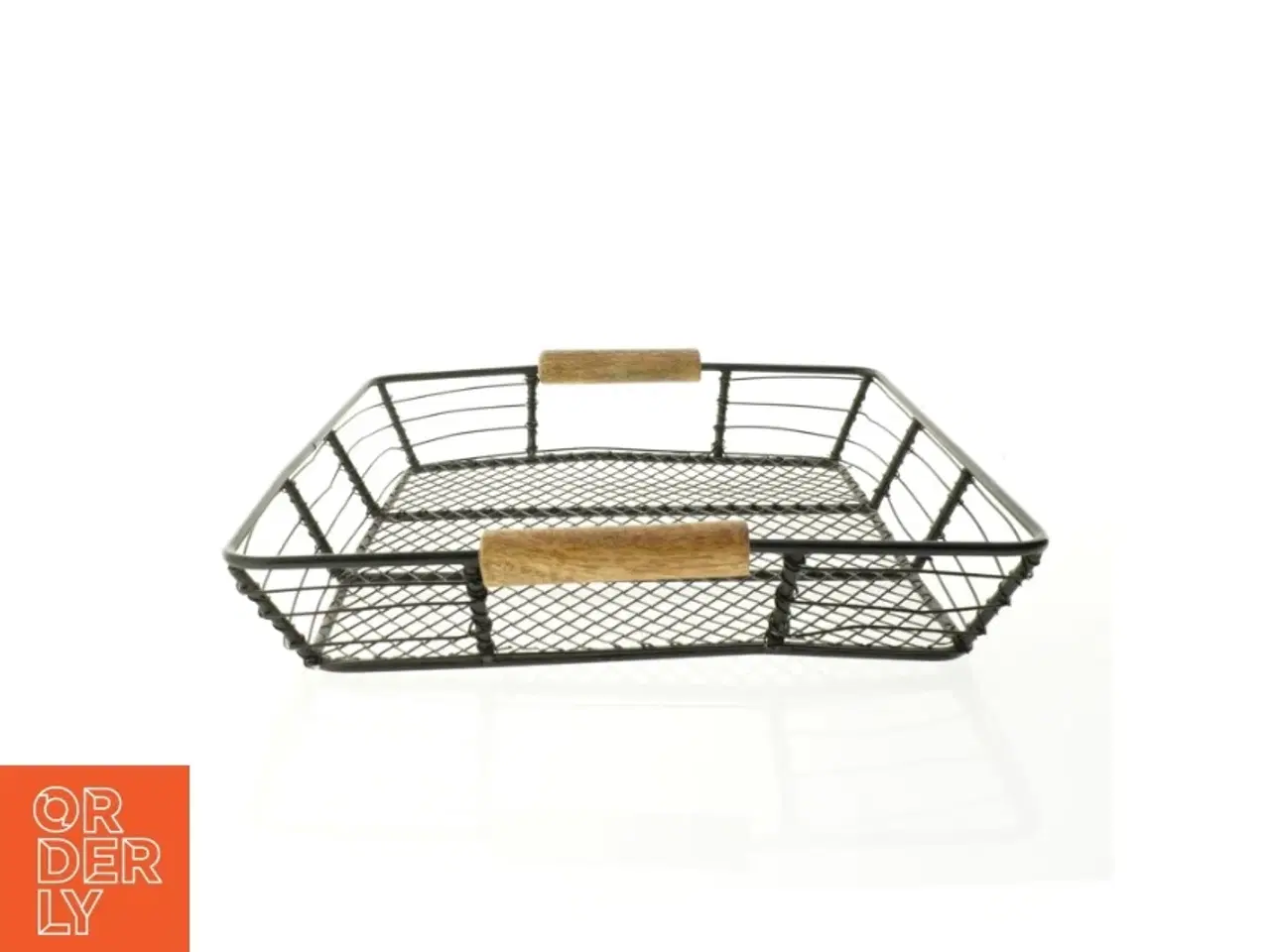 Billede 2 - Fil de Fer Metalbakke med træ håndtag (str. 34 x 24 cm)