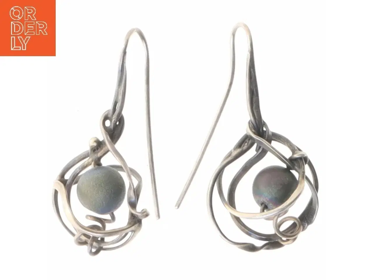 Billede 1 - Uniqe øreringe med flerfarvede kugler (str. 5 cm)