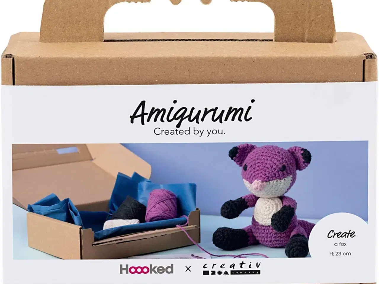 Billede 1 - DIY Kit Amigurumi, Ræv, sort, blomme, 1 pk.