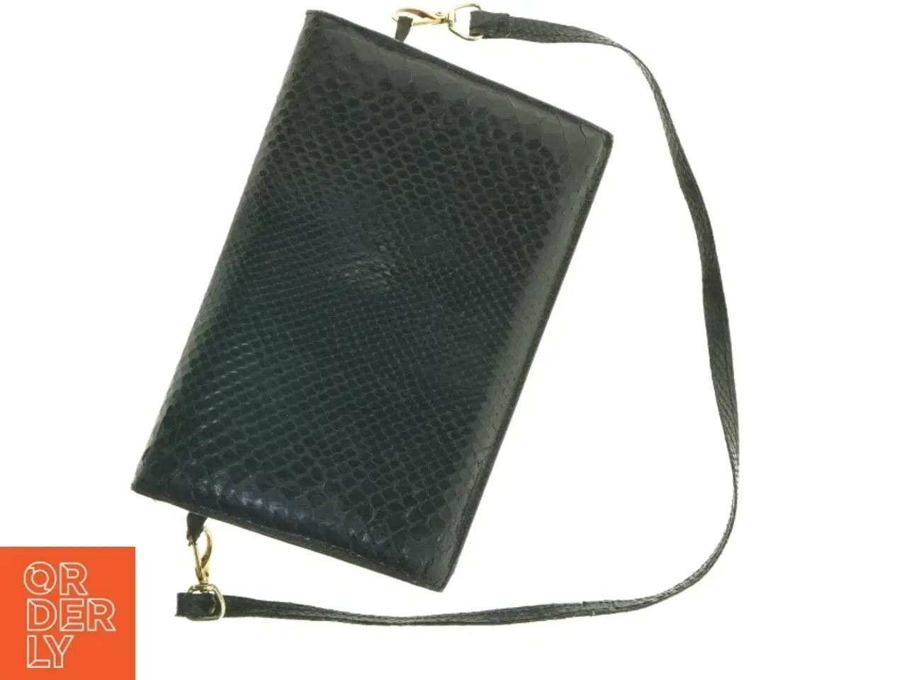 Billede 9 - Sort slangeskindstaske/clutch (str. 25 x 16,5 cm)
