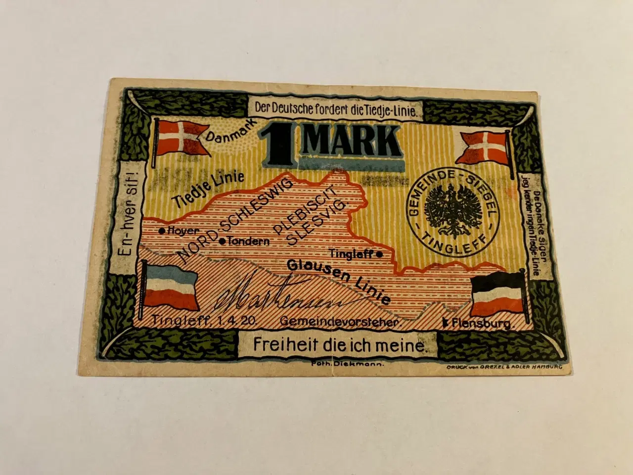 Billede 2 - 1 Mark Germany 1920 - Tinglev Kommune