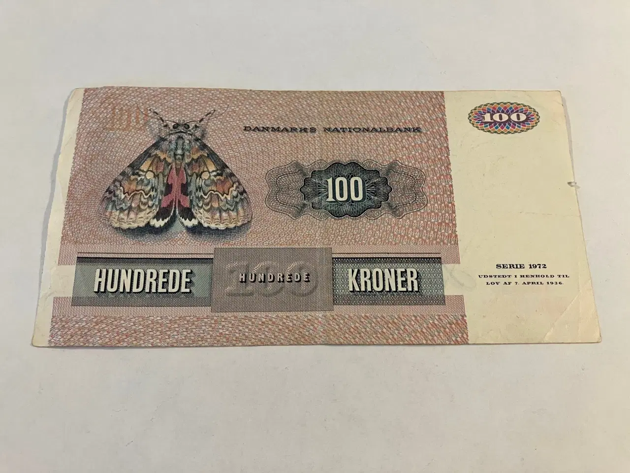 Billede 2 - 100 Kroner Danmark 1986 - Bemærk hul