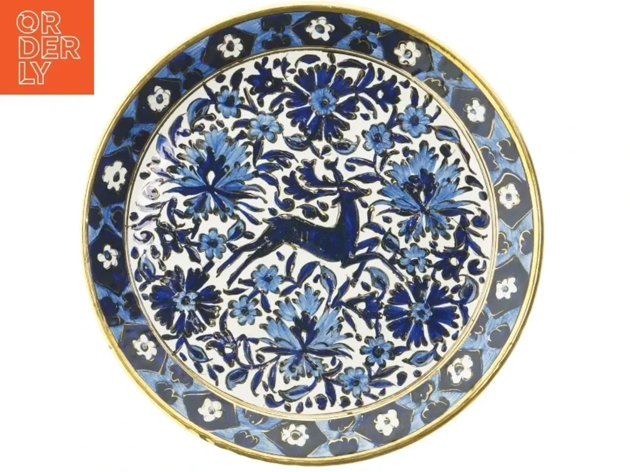 Billede 1 - Dekorativ tallerken med håndmalet motiv (str. Ø 31 cm)