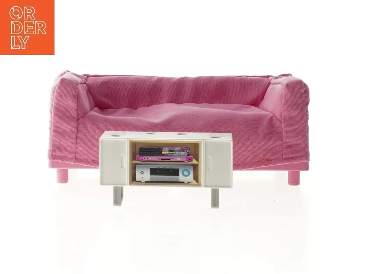 Billede 1 - Miniature sofa og tv-møbel fra Barbie (str. Sofa, 22 x 11 cm. bor. 11 x 4,5 cm)
