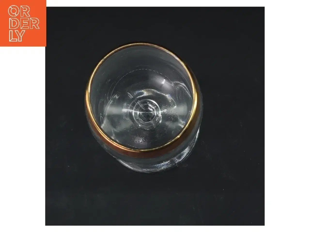 Billede 2 - Vinglas med guldkant (str. Ø 6 cm længde 18,5 cm)