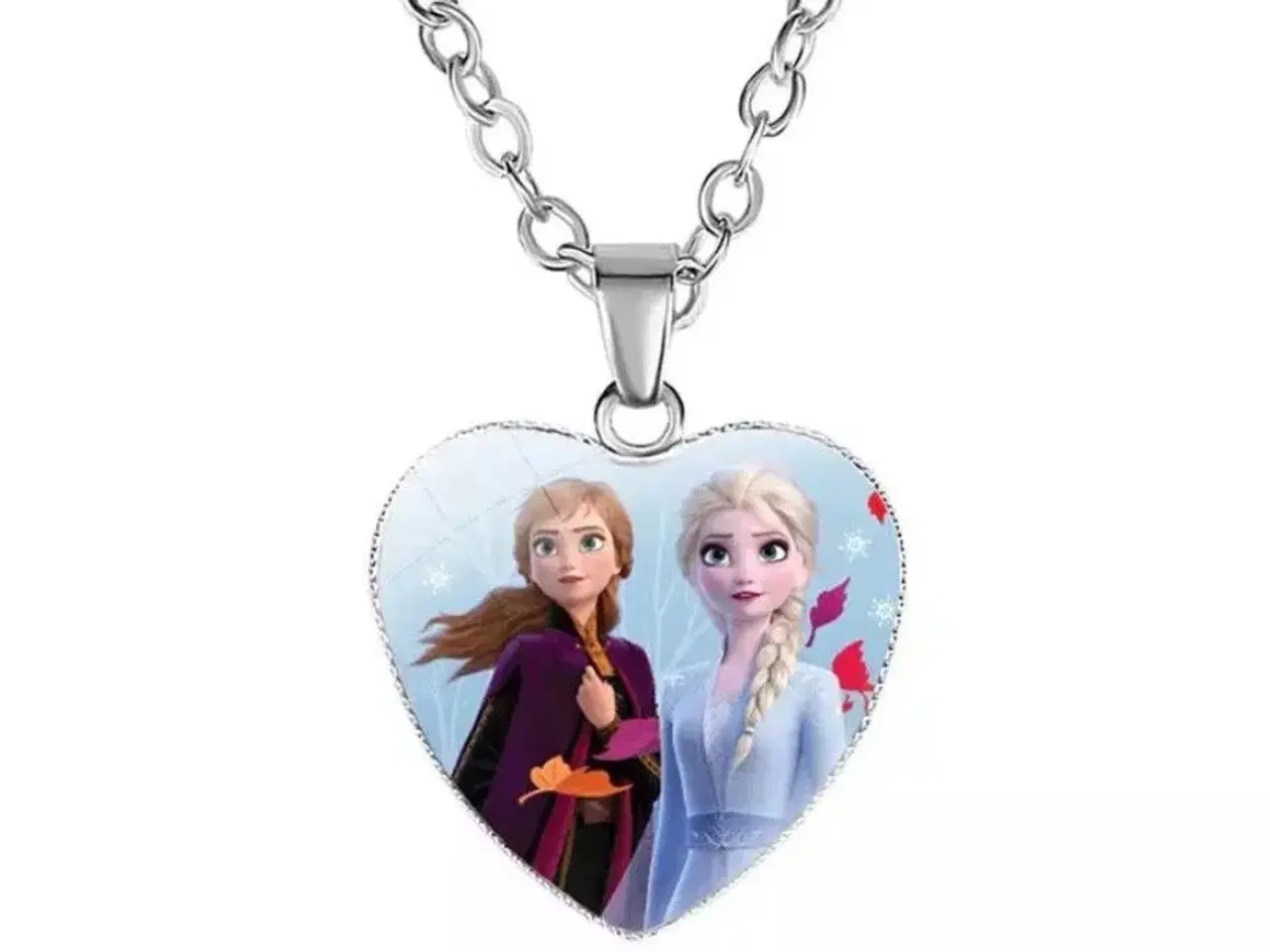 Billede 1 - Frost halskæde med Elsa og Anna hjertevedhæng