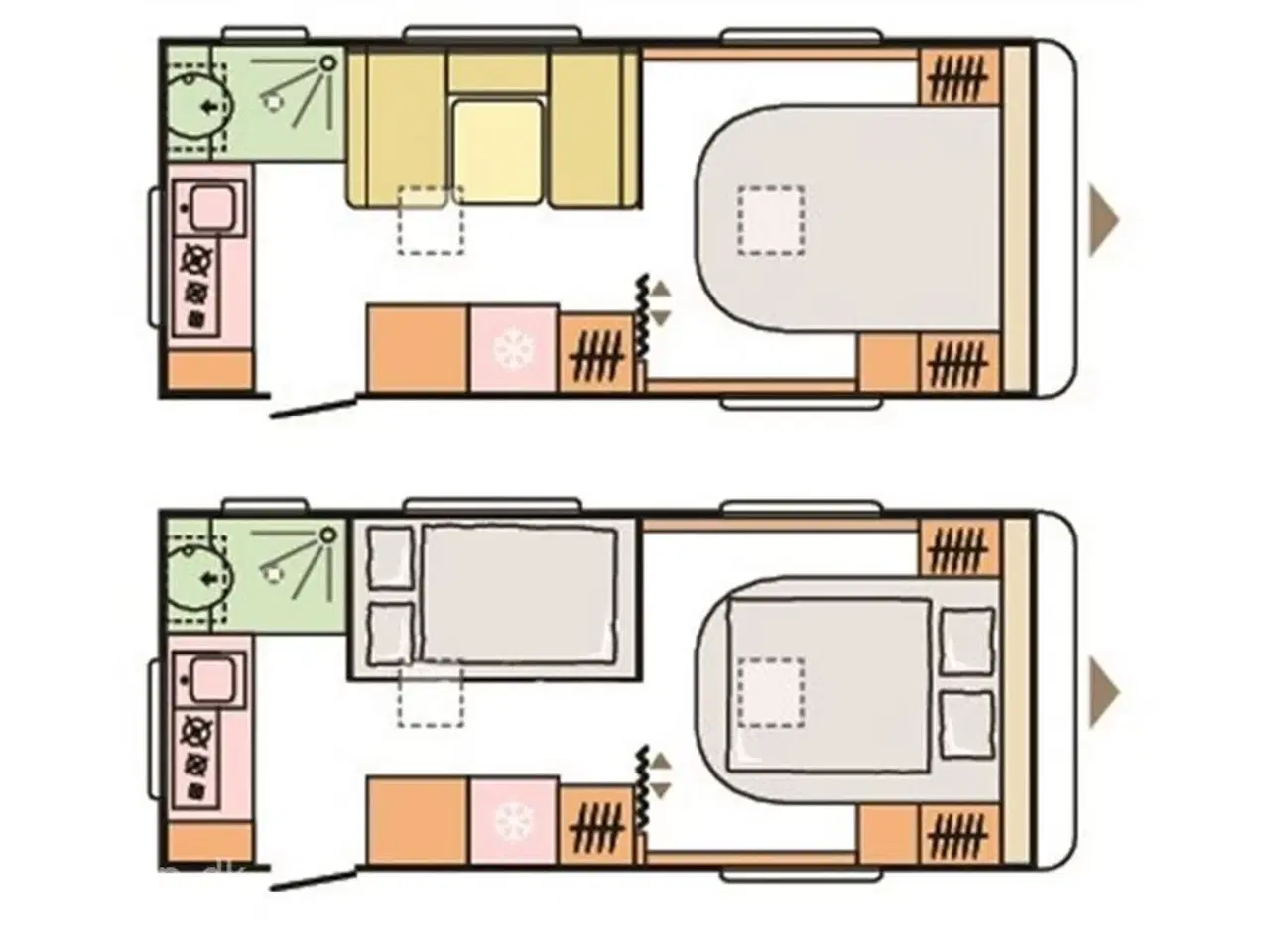 Billede 1 - 2026 - Adria Altea 542 PH   Fritstillet dobbeltseng, glatte glasfibersider, frontkøkken, side-siddegruppe, myggenetsdør, blæservarme, el-gulvvarme, stabilisator