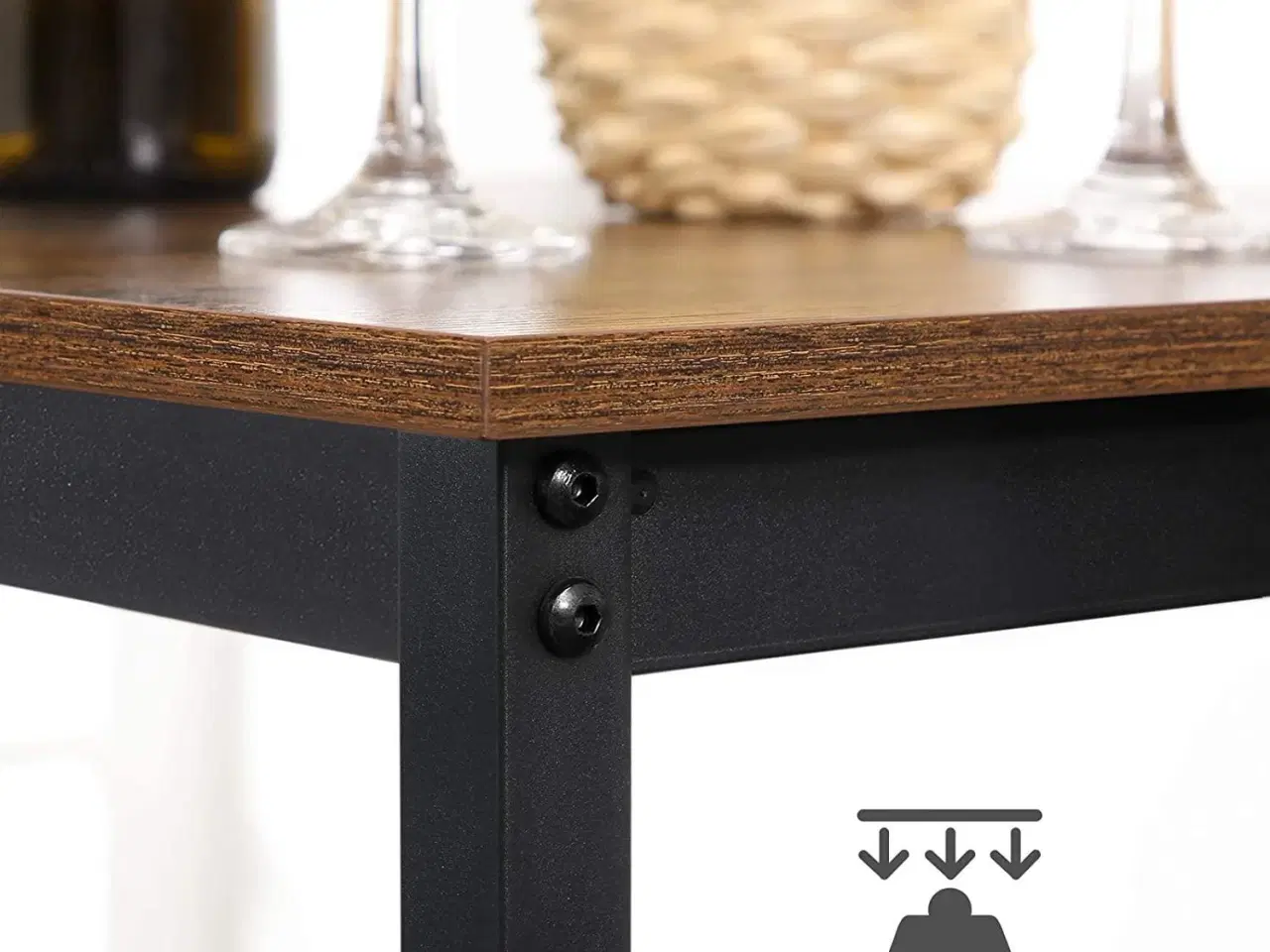 Billede 5 - Barbord firkantet højt bord, 60 × 60 × 90 cm, industriel stil, rustik brun/sort