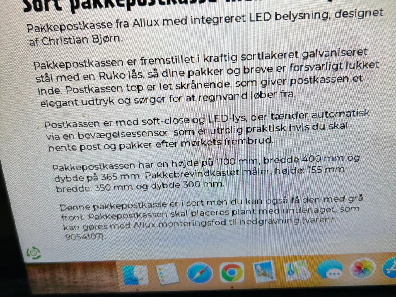 Billede 2 - Ny Allux “Bjørn” postkasse med sensor og LED lys