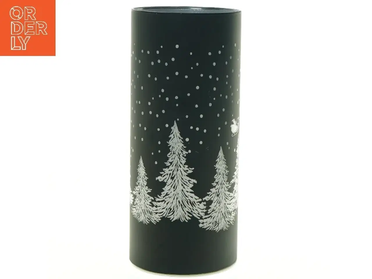 Billede 1 - Dekorativ vase med LED-lys og juletræsmotiv (str. 21 x 8 cm)