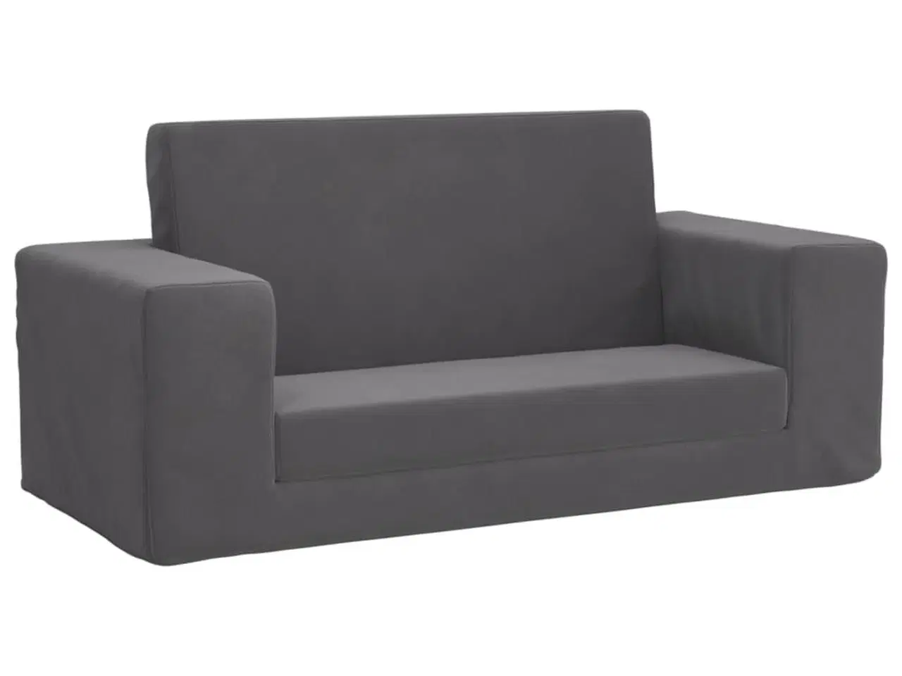 Billede 2 - 2-personers sovesofa til børn blødt plys antracitgrå