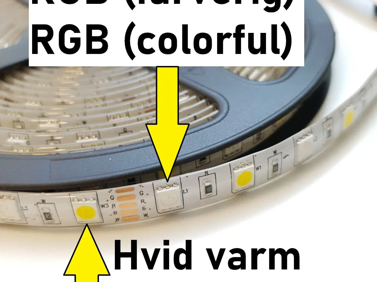 Billede 2 - 5m LED RGBW+W (WARM) Tape 300 LED + Fjernbetjening