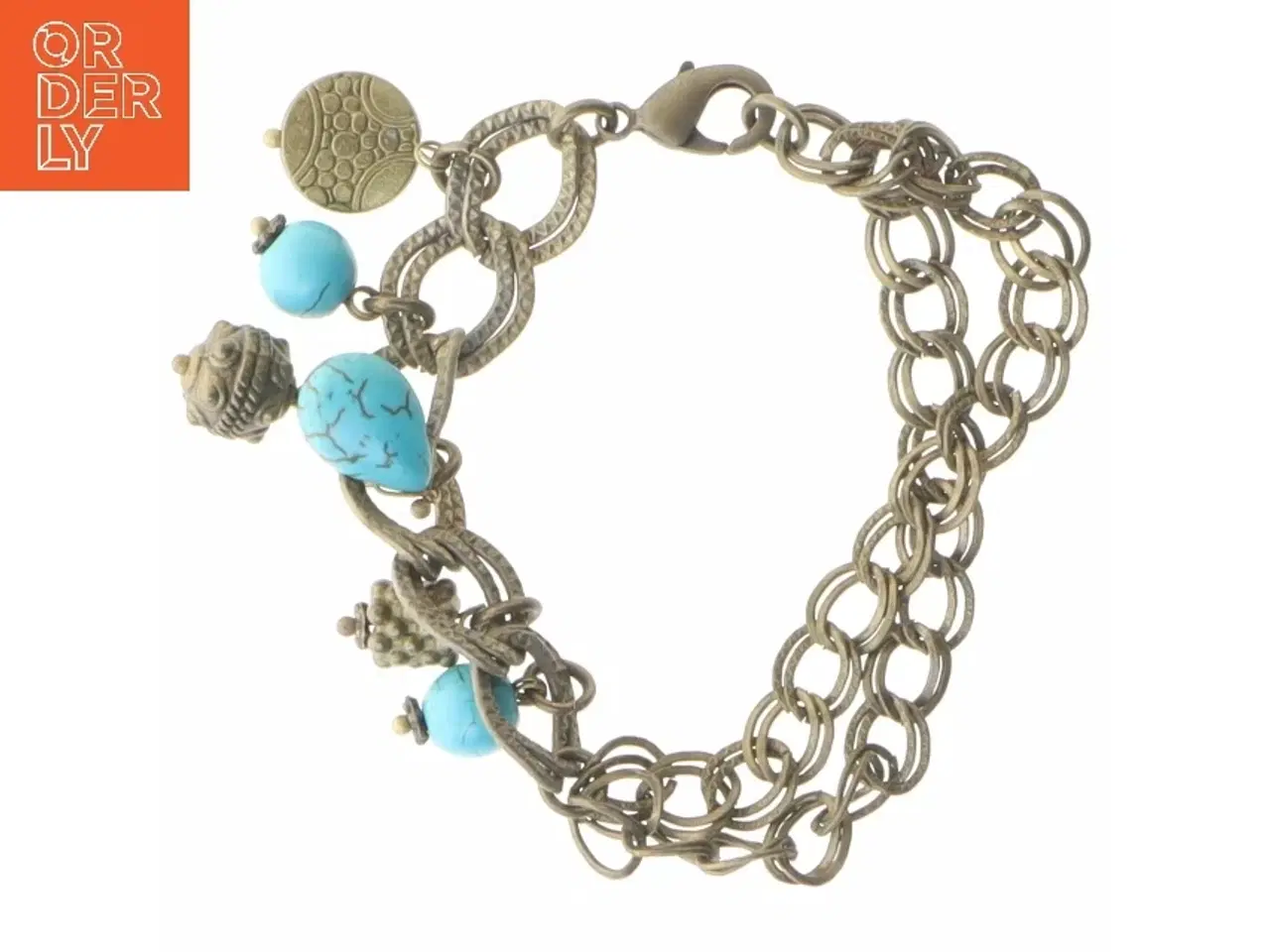 Billede 2 - Armbånd med turkis vedhæng (str. 18 cm)