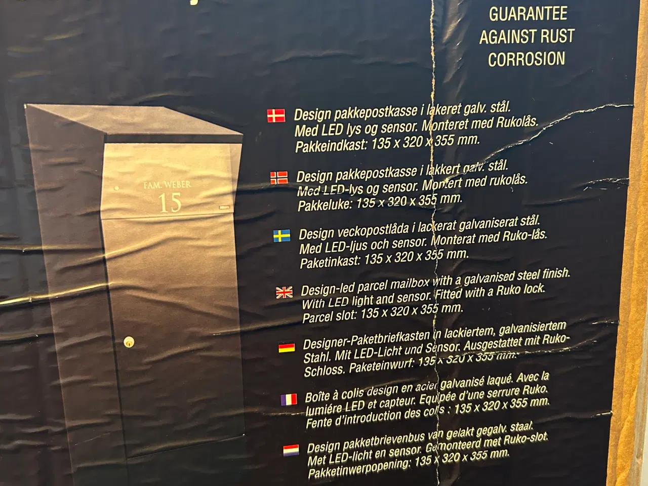 Billede 5 - Ny Allux “Bjørn” postkasse med sensor og LED lys