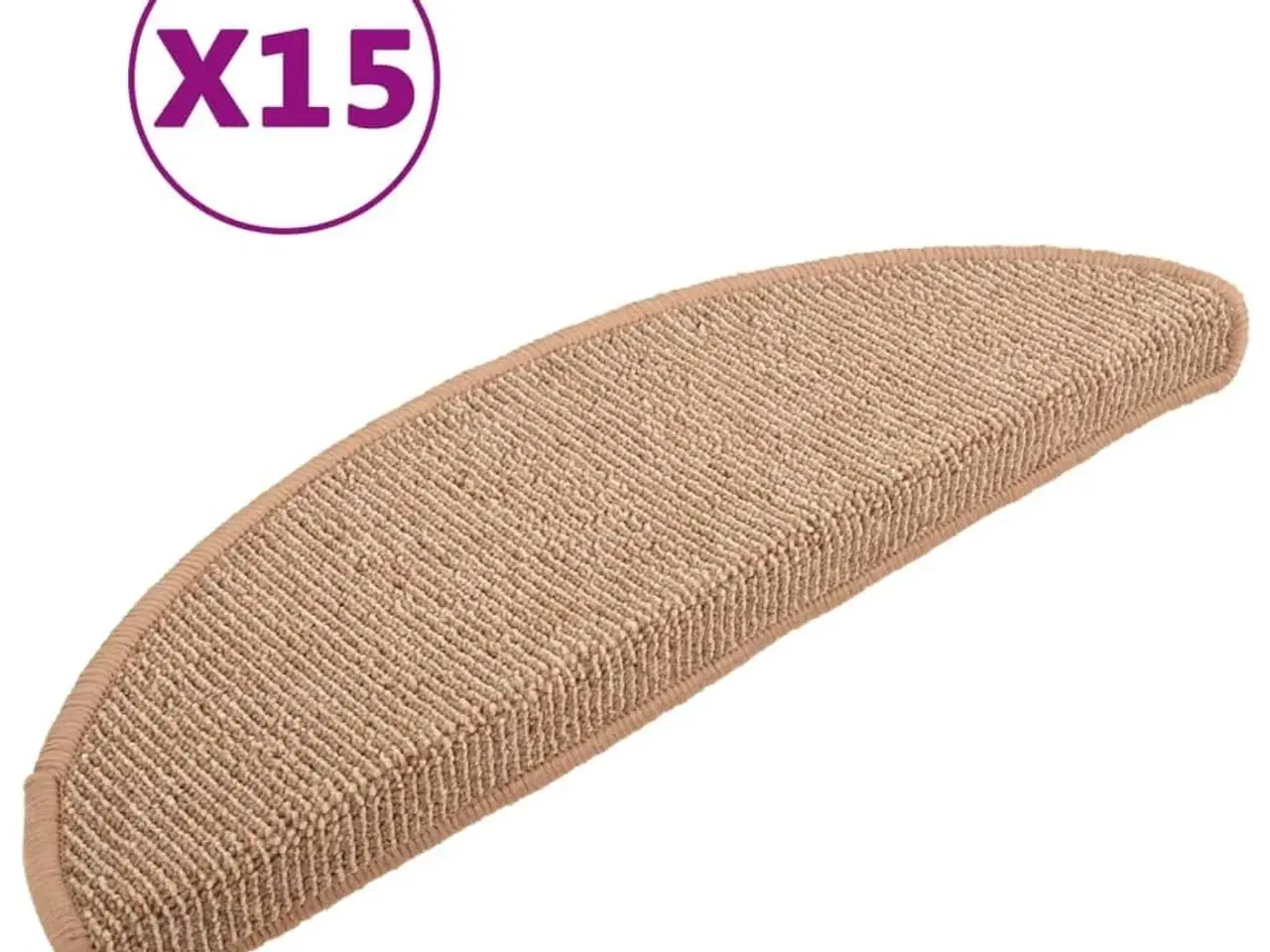 Billede 2 - Trappemåtter 15 stk. 56x17x3 cm lysebrune halvrunde