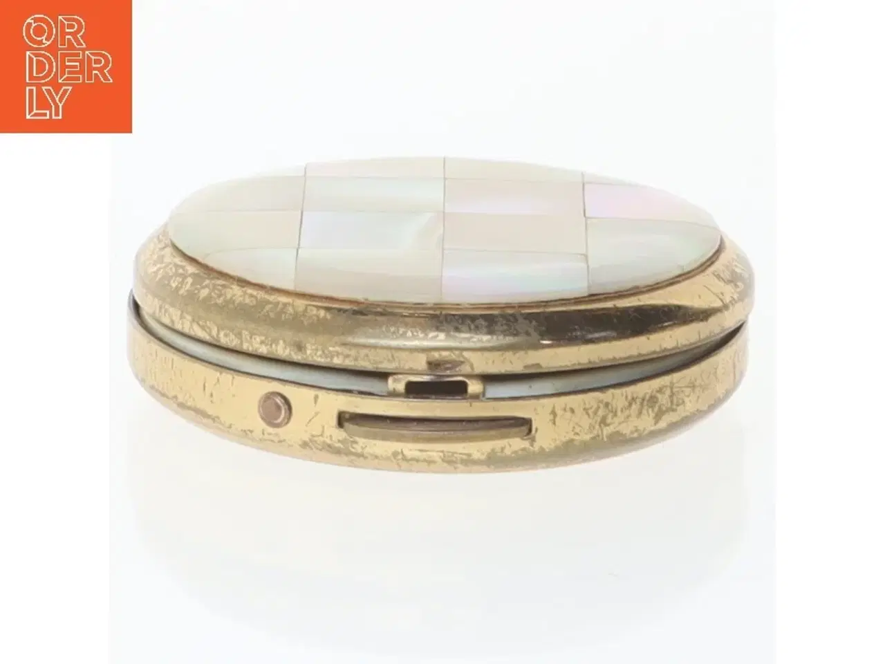 Billede 6 - Rund vintage pudderdåse med perlemor (str. Ø 4 cm)