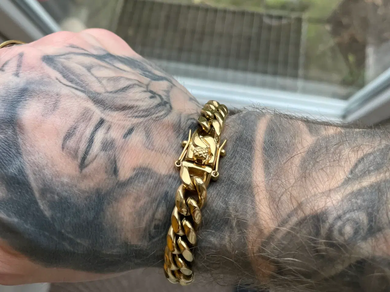 Billede 1 - 10mm 14kt goldfilled panser kæde og armbånd 