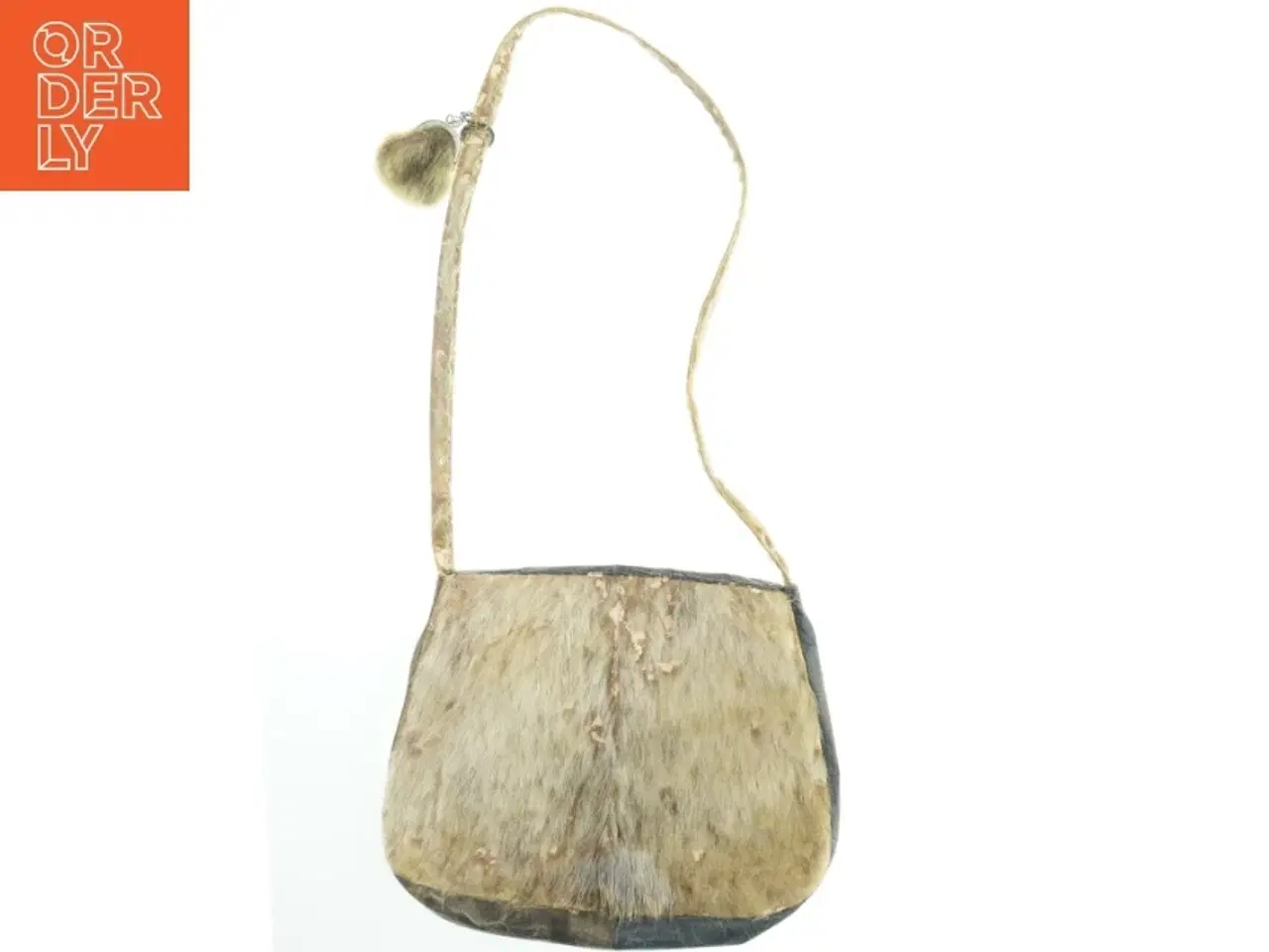 Billede 2 - Pelsbetrukket skuldertaske med broderi (str. 24,5x29 cm)