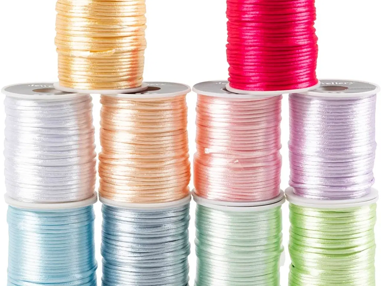 Billede 1 - Satinsnor, tykkelse 2 mm, pastelfarver, 10x50m/ 1 pk.