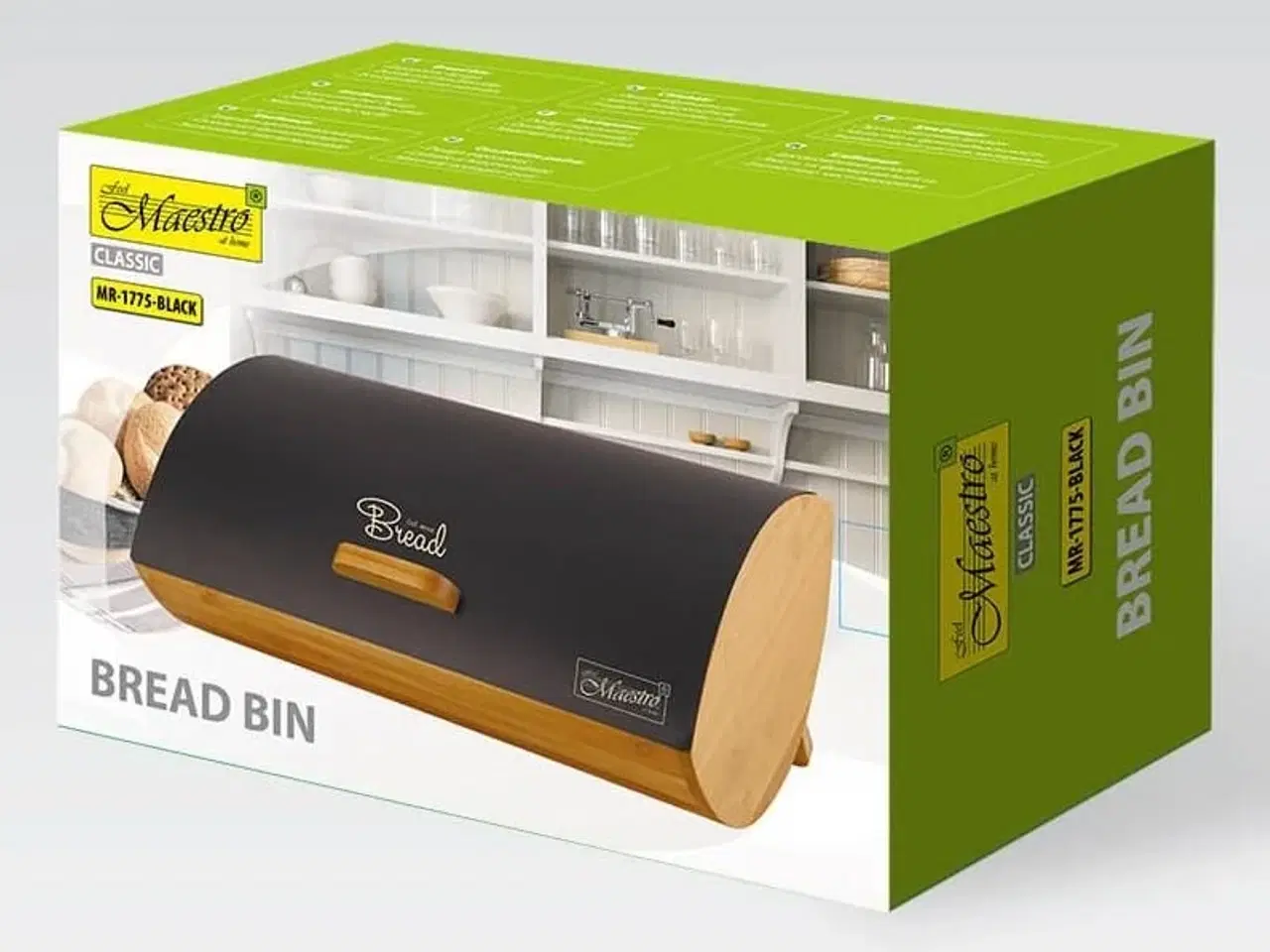 Billede 6 - Brødkasse Maestro MR-1775 – bambus og sort metal