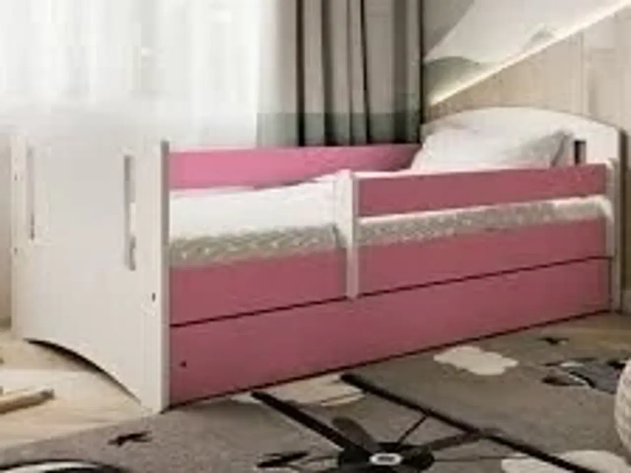 Billede 1 - Juniorseng med skuffe og madras 80x180 cm Hvid/rose