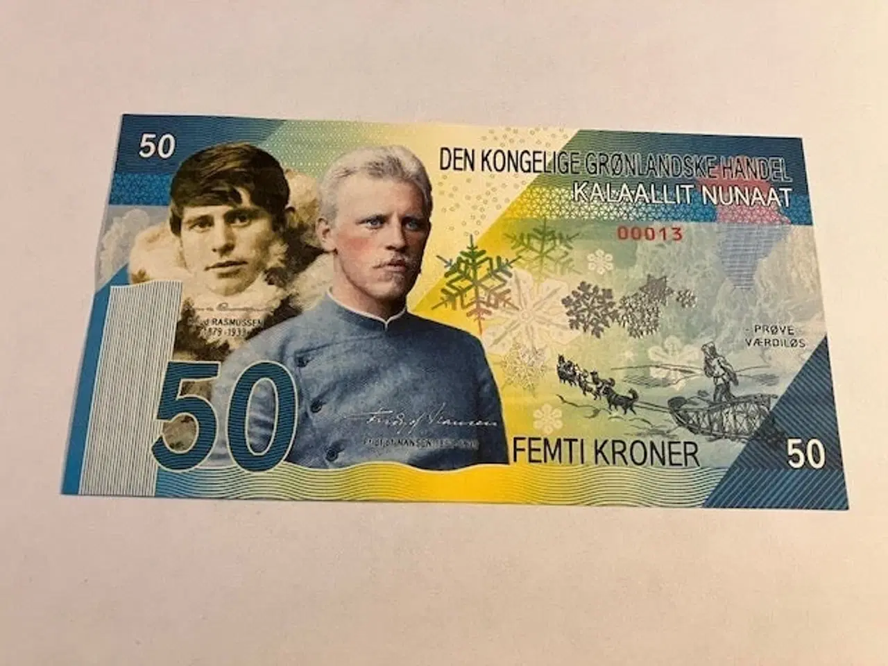 Billede 2 - 50 Kroner Prøveseddel 2016 Grønland - Lavt nummer