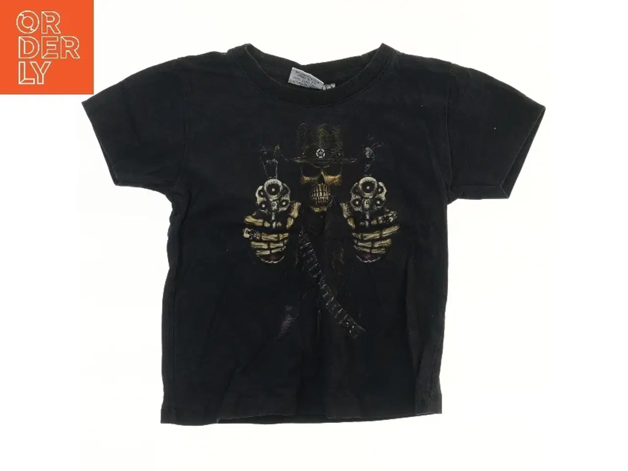 Billede 1 - Sort T-shirt med skelett motiv (str. 98)