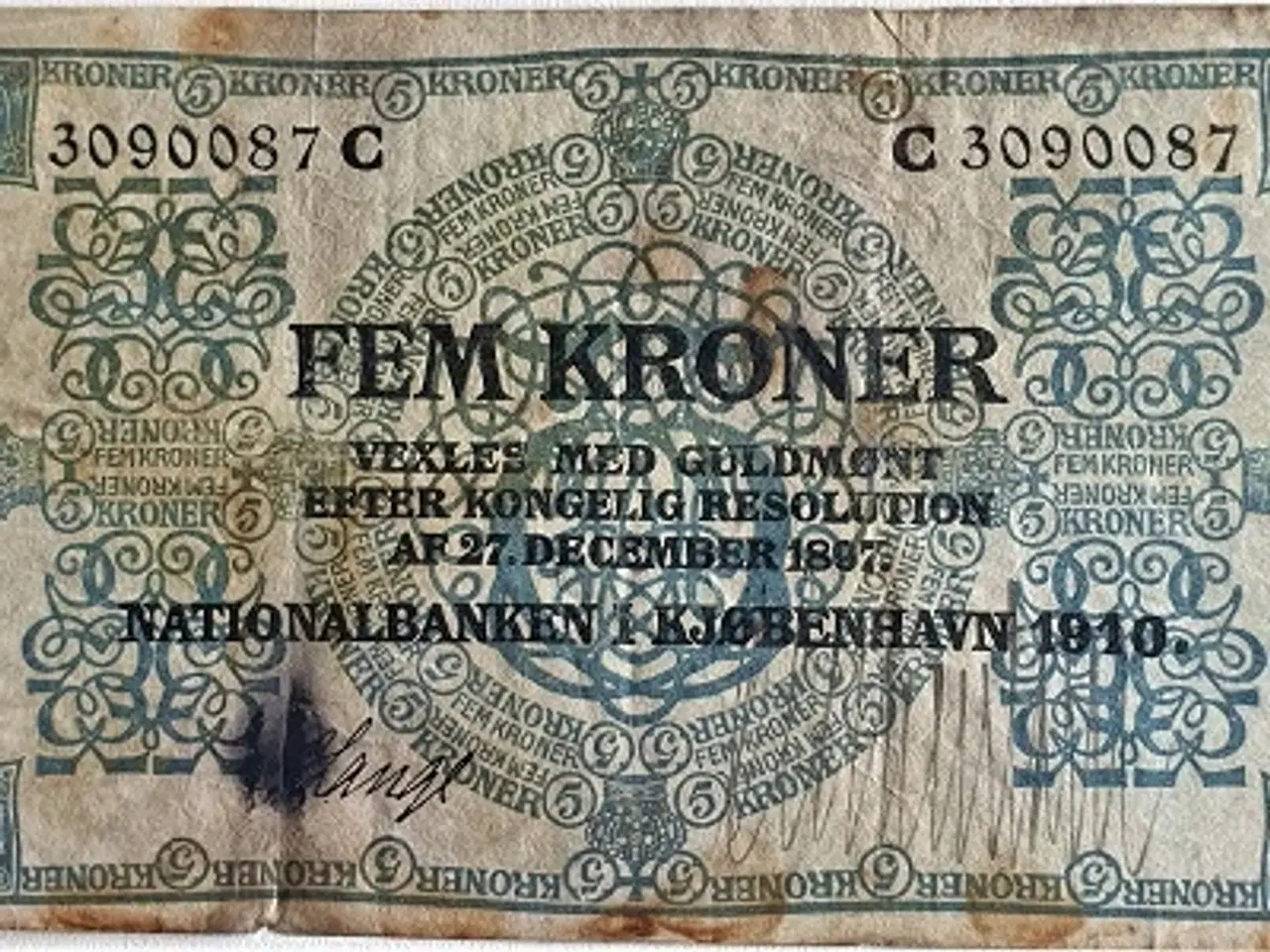 Billede 2 - 5 krone seddel 1910