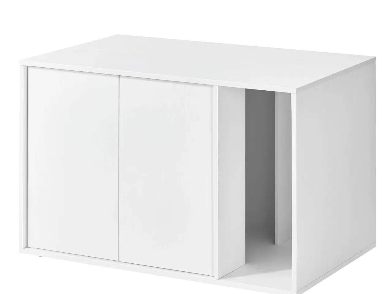 Billede 5 - Kattebakke-skab med sidebord HOME, hurtig samling uden værktøj, til store katte, push-to-open låger, minimalistisk sofabord, Snehvid (PCL013W01)