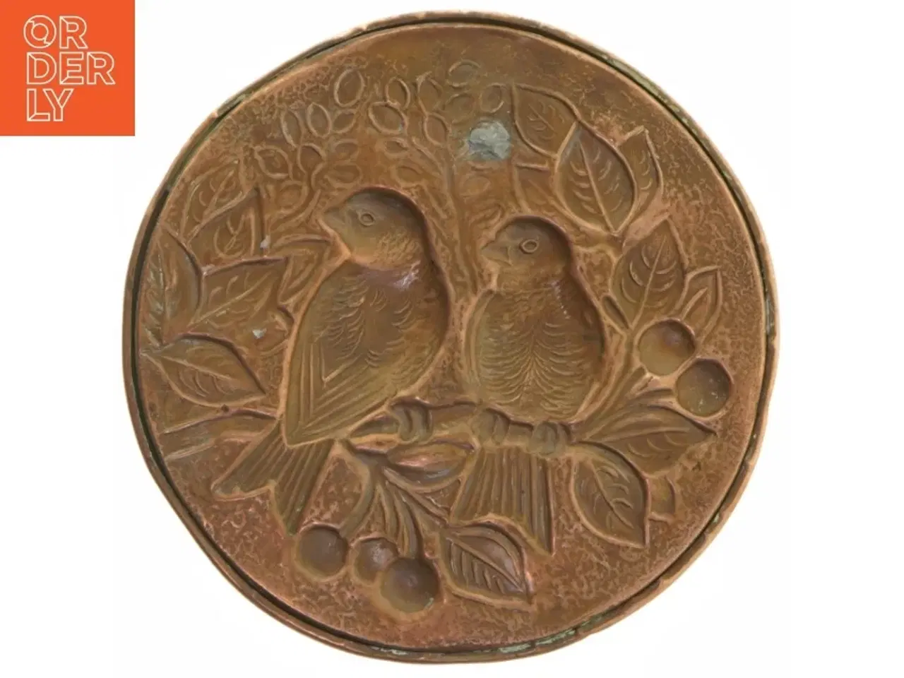 Billede 4 - kobber platte med fugle motiv (str. 18 cm)