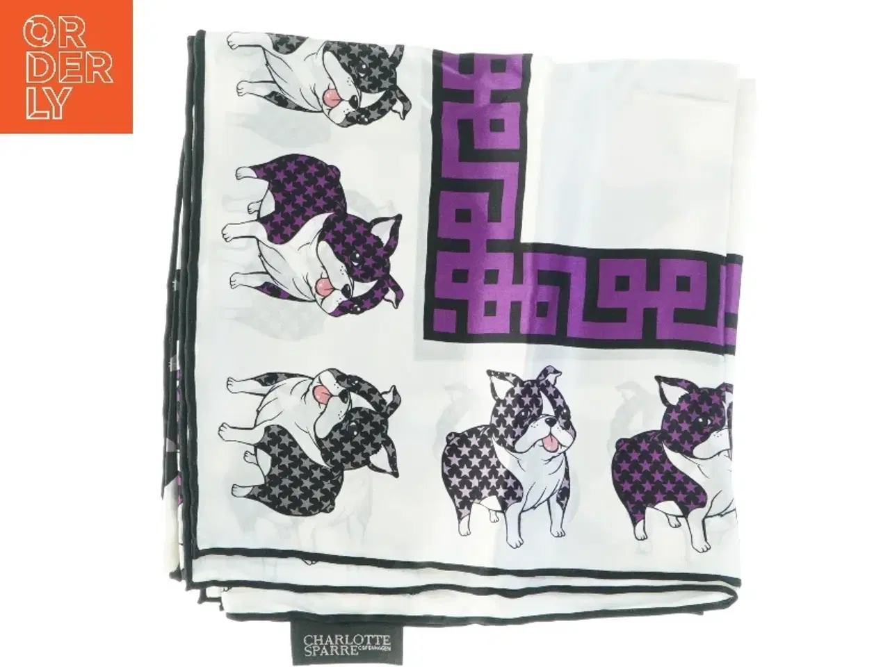 Billede 1 - Tørklæde med hundeprint fra Charlotte Sparre (str. 87 x 87 cm)