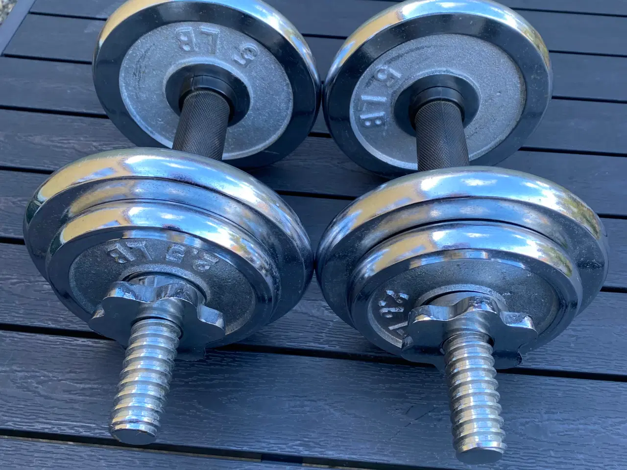 Billede 1 - ⭐️ Justerbare Håndvægte - Krom/Metal (2 x 8,7 kg)