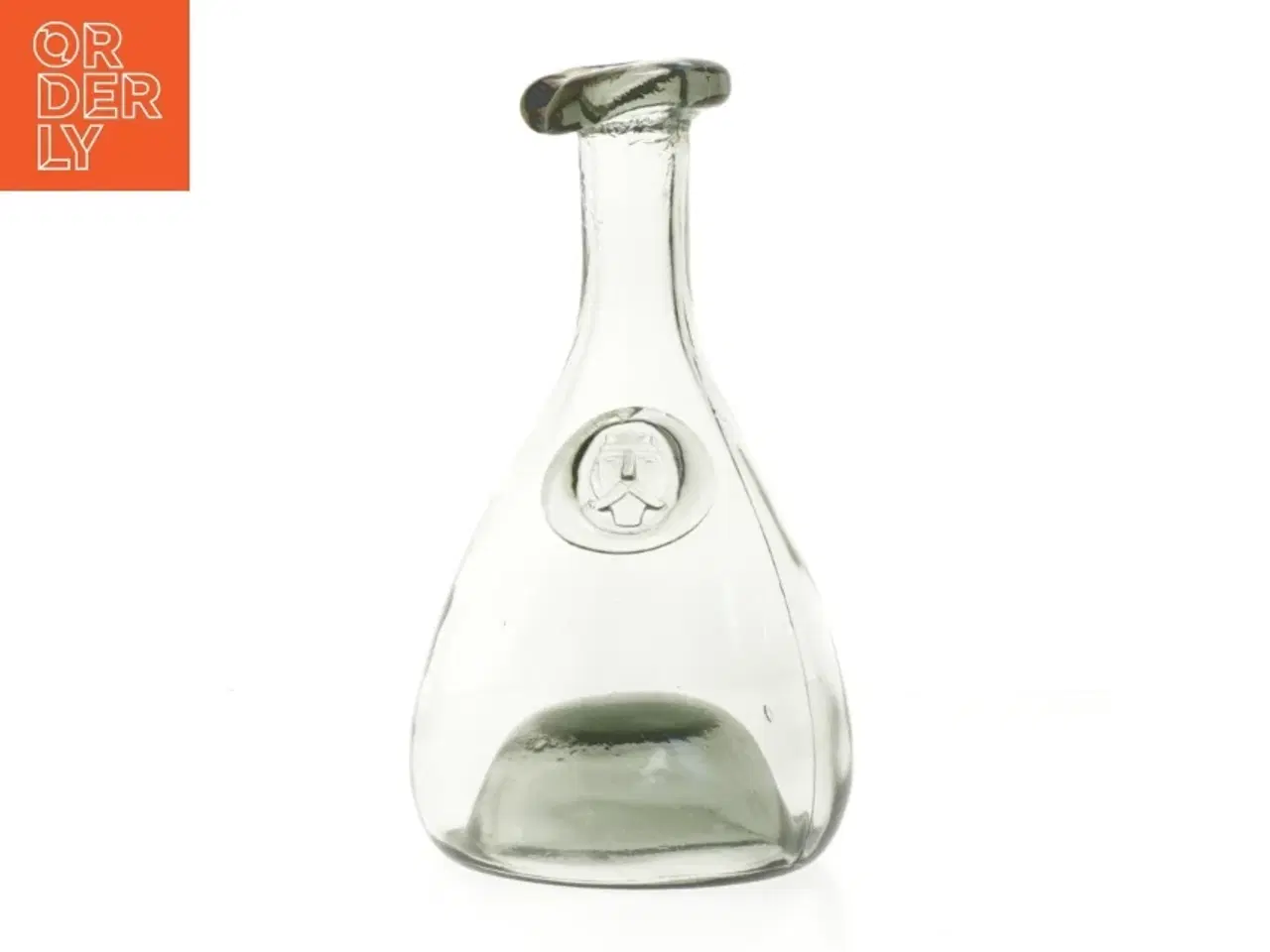 Billede 1 - Glasflaske med dekorativt emblem (str. 23 cm)