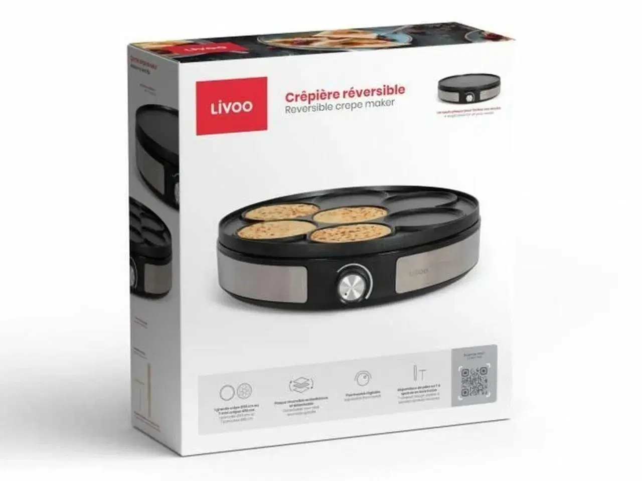 Billede 6 - Pandekagemaskine Livoo DOP247 - vendbar plade 33 cm, 7 mini