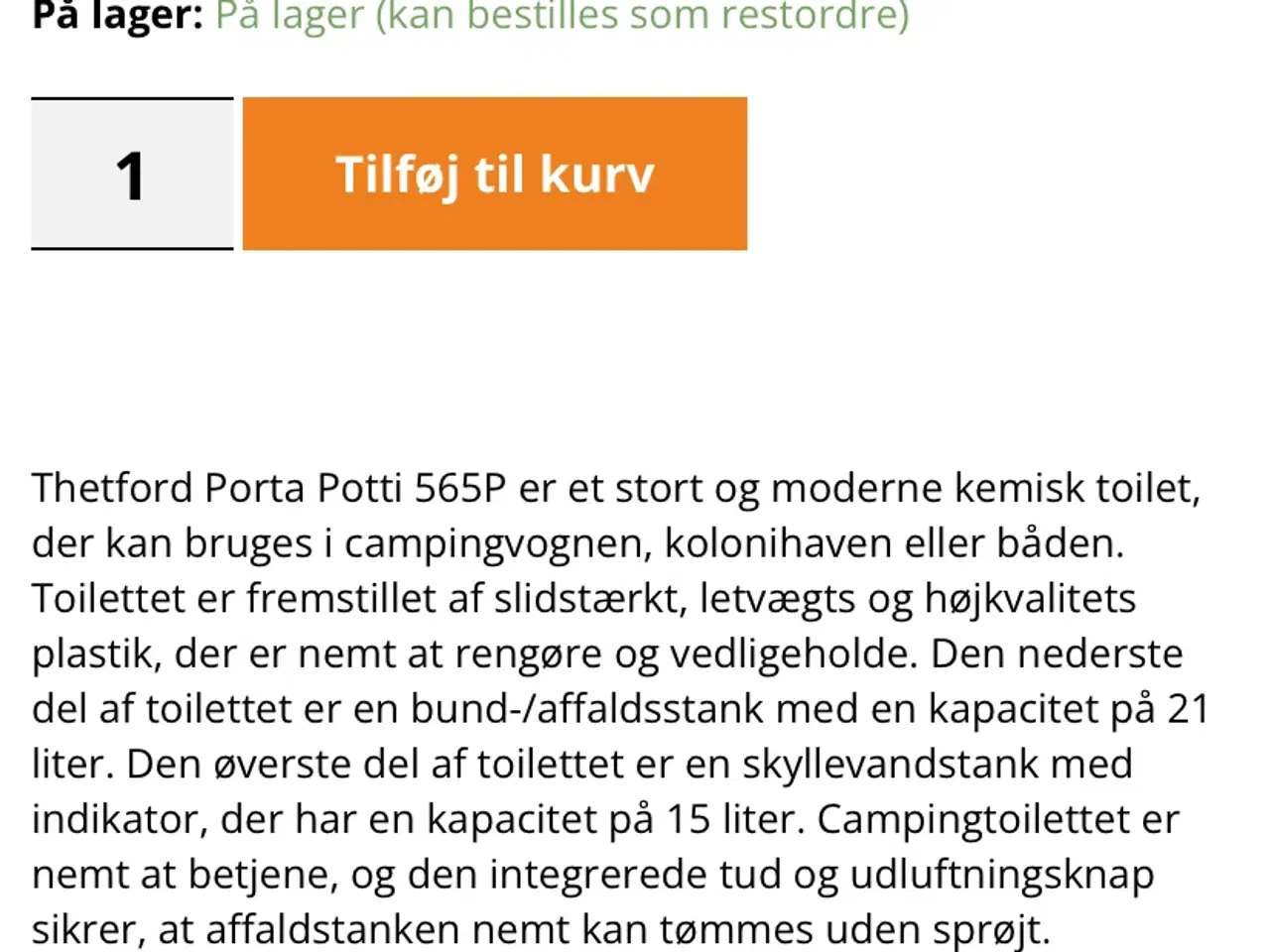 Billede 2 - Camping toilet ny pris 1478kr sælges for 900kr 