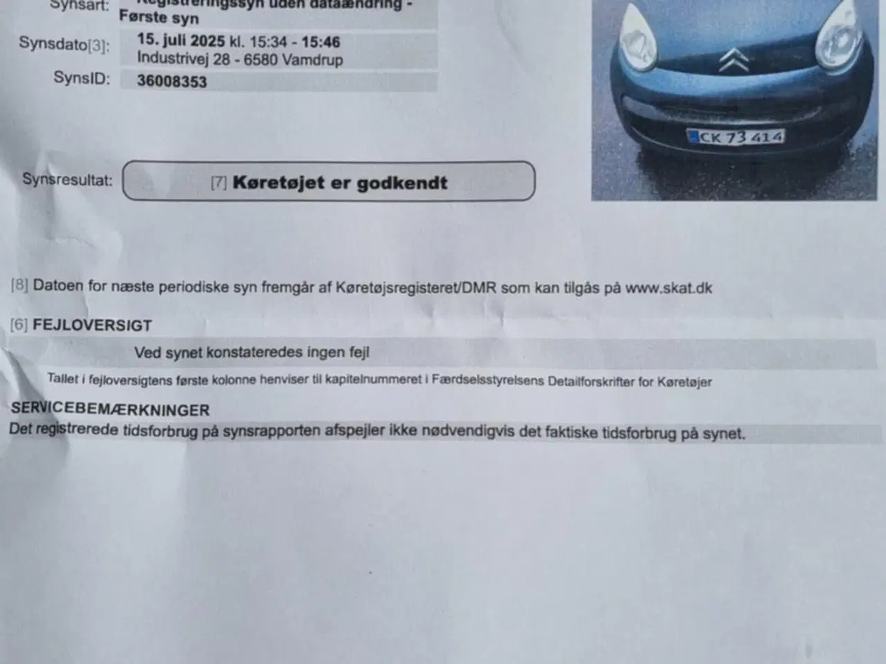 Billede 5 - Citroen c1 nysynet med plader