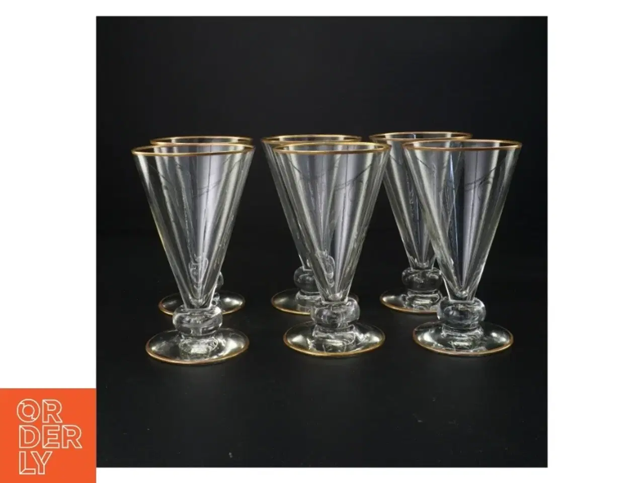 Billede 1 - Vintageglas med guldkant (str. 16 x 9 cm)