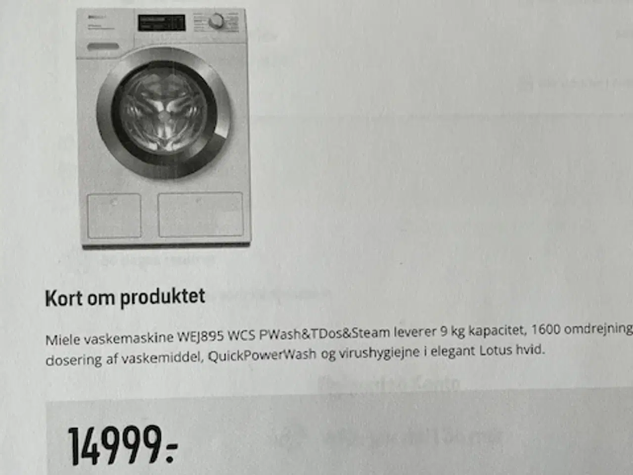 Billede 1 - Fabriksny Mile vaskemaskine