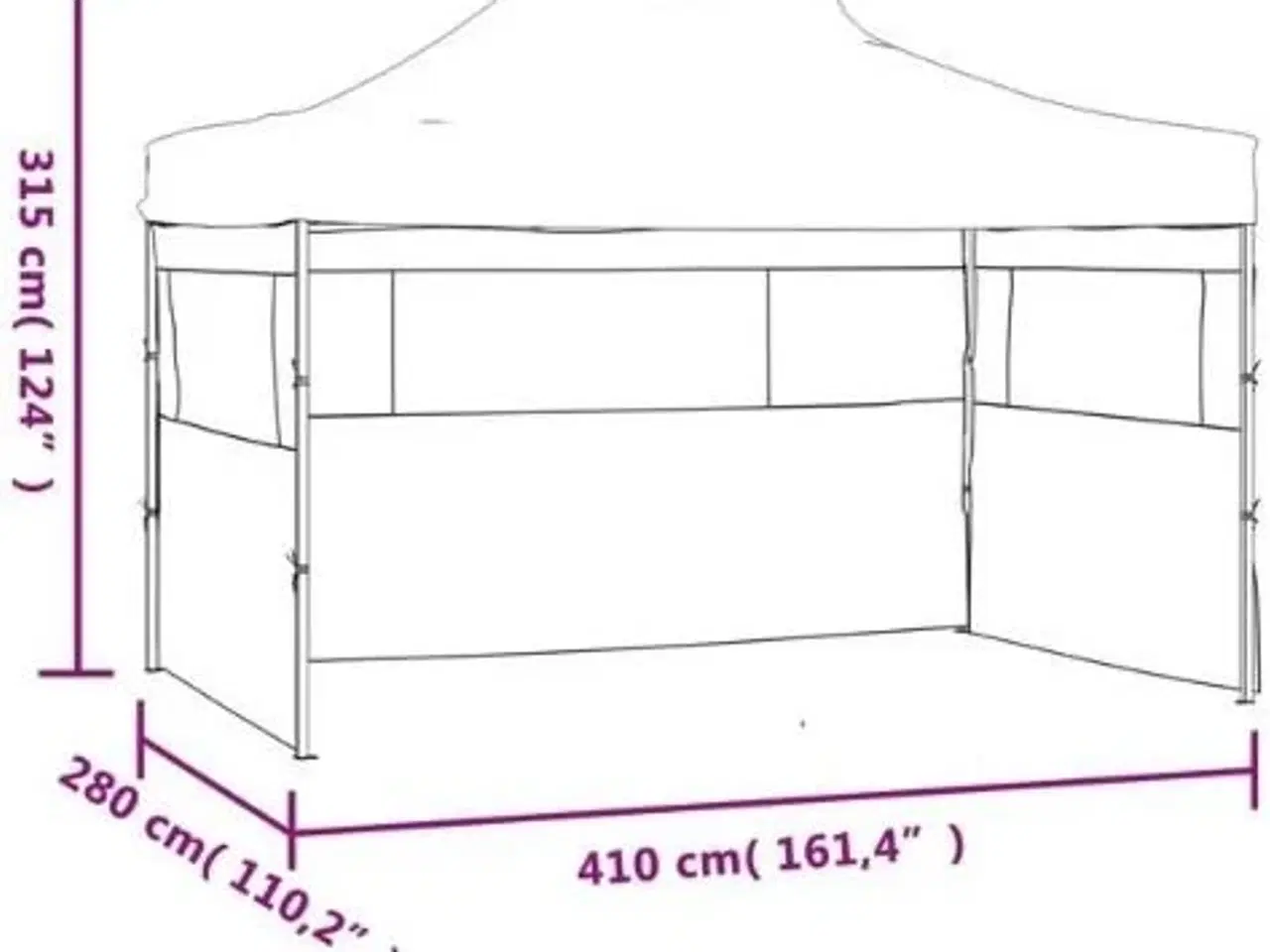 Billede 9 - Foldbart festtelt med 3 sidevægge 3 x 4 m stål antracitgrå