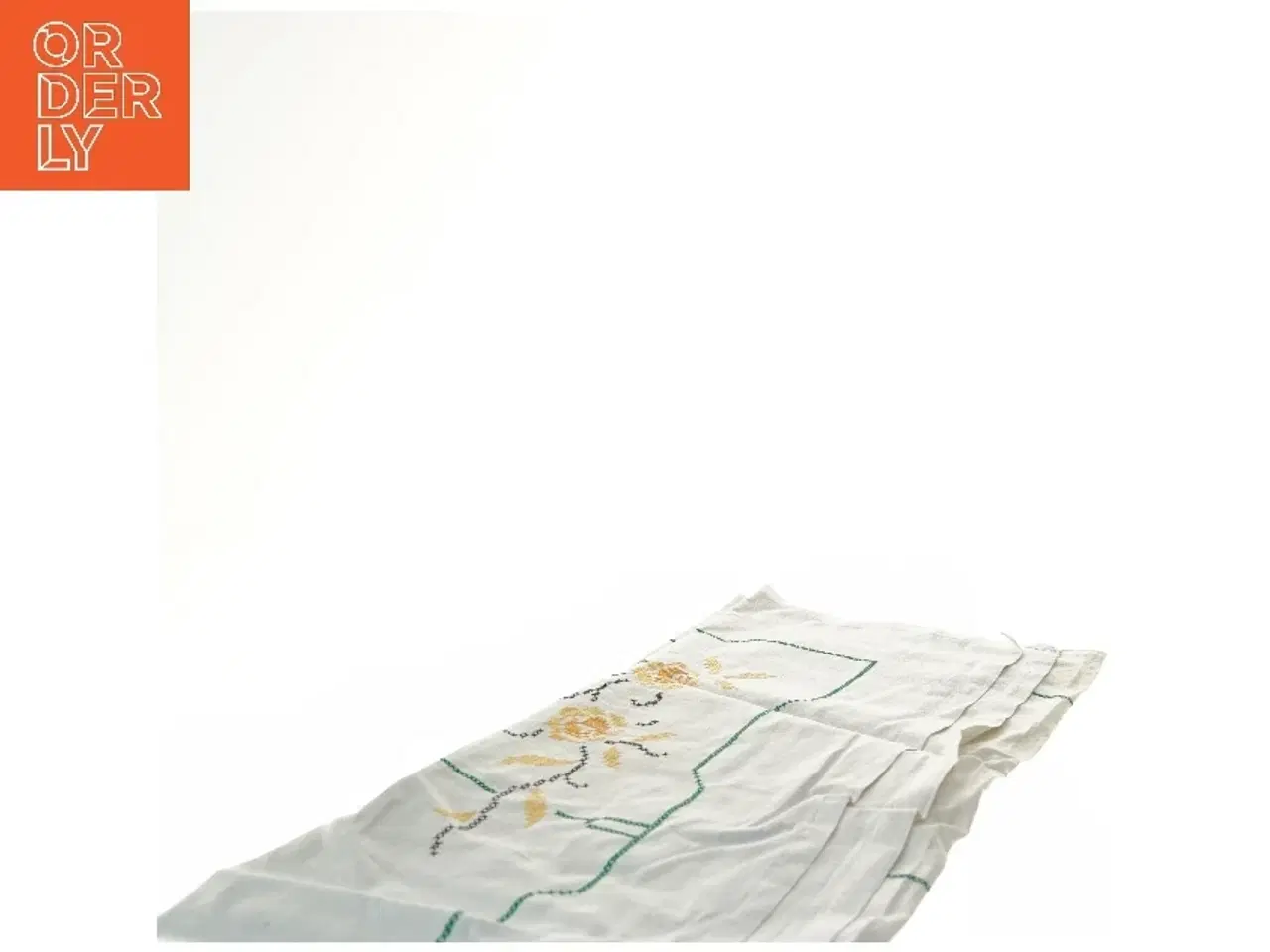 Billede 2 - Broderet dug med blomsterdesign (str. 140x130 cm)