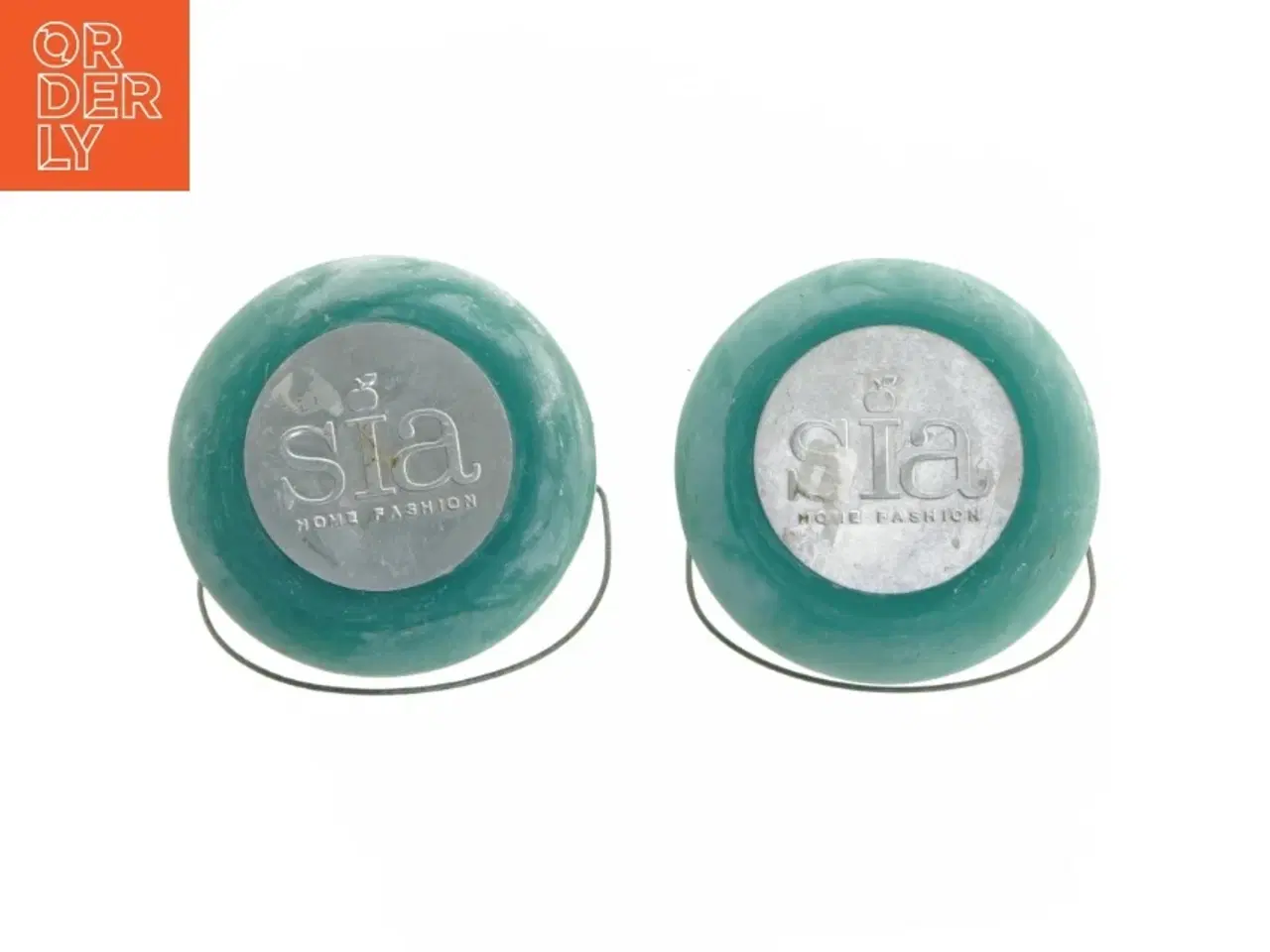 Billede 5 - Grønne glaslysestager med mønster fra Sia (str. 11 cm)