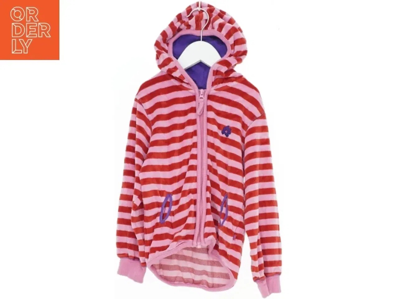 Billede 1 - Velour hættetrøje med striber fra Pretty Sille (str. 122)