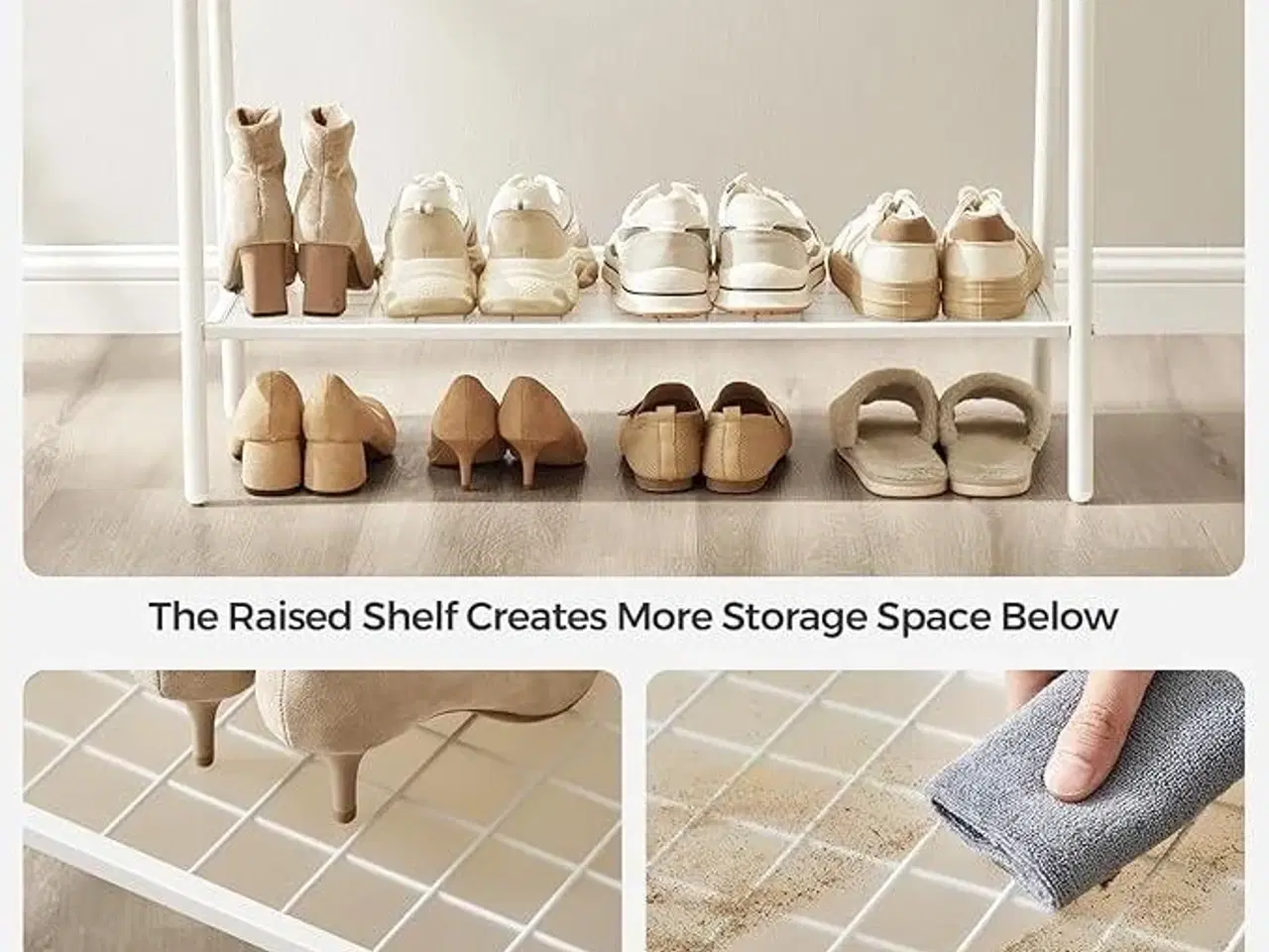 Billede 5 - Tøjstativ garderobestativ med bøjlestang og hylde, stål, 33,5 × 92,5 × 153 cm, hvid