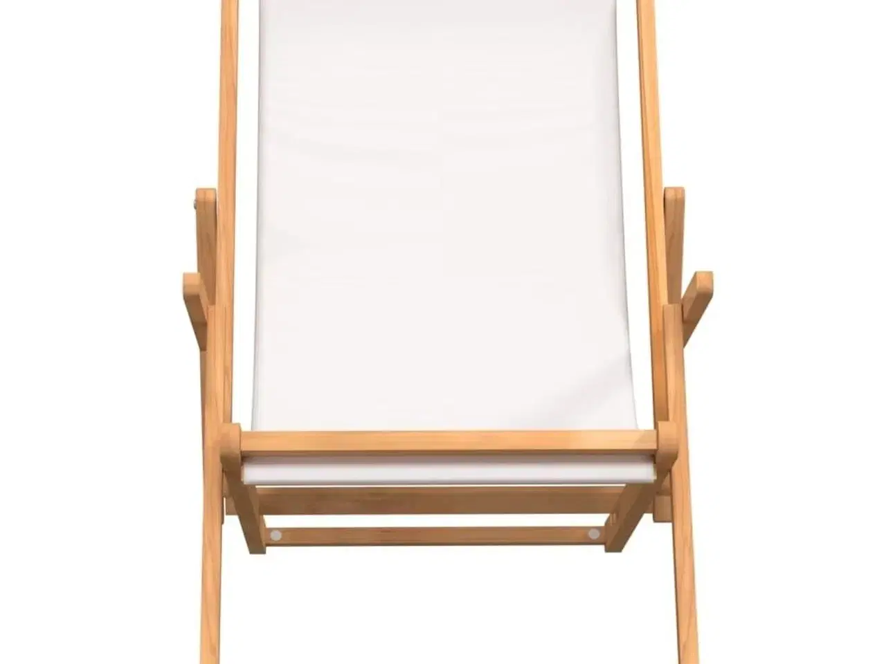 Billede 3 - Foldbar strandstol massivt teaktræ cremefarvet