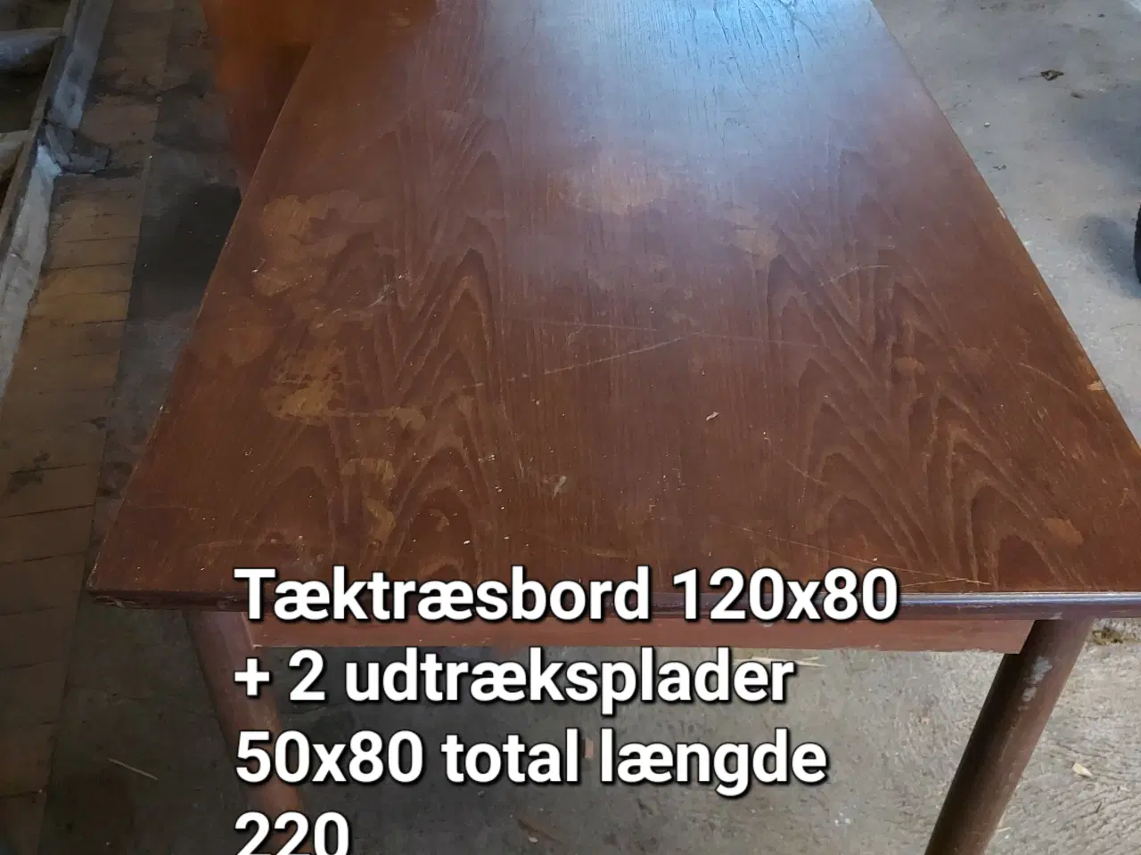 Billede 1 - Taektræs bord 120 x 80 (220 x 80 med udtræksplader