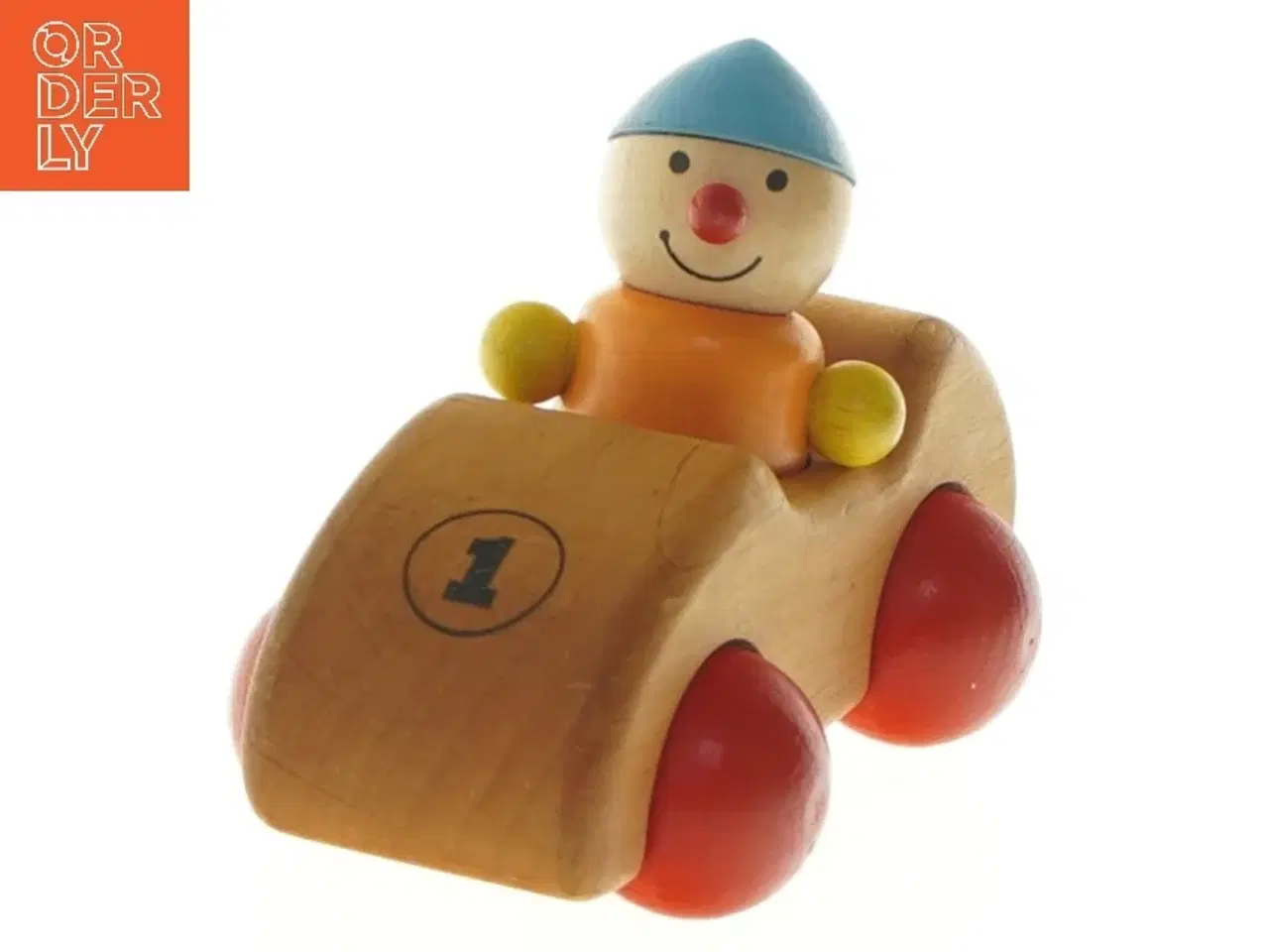 Billede 1 - Trælegetøjsbil med figur fra Pfingstweid (str. 5x7x12,5 cm)