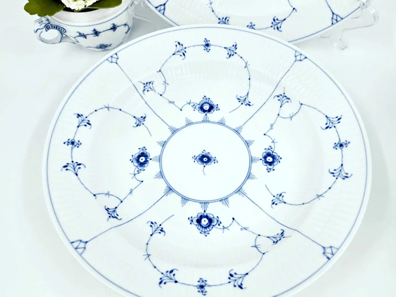 Billede 3 - Musselmalet Riflet Dyb Tallerken/ Pastatallerken