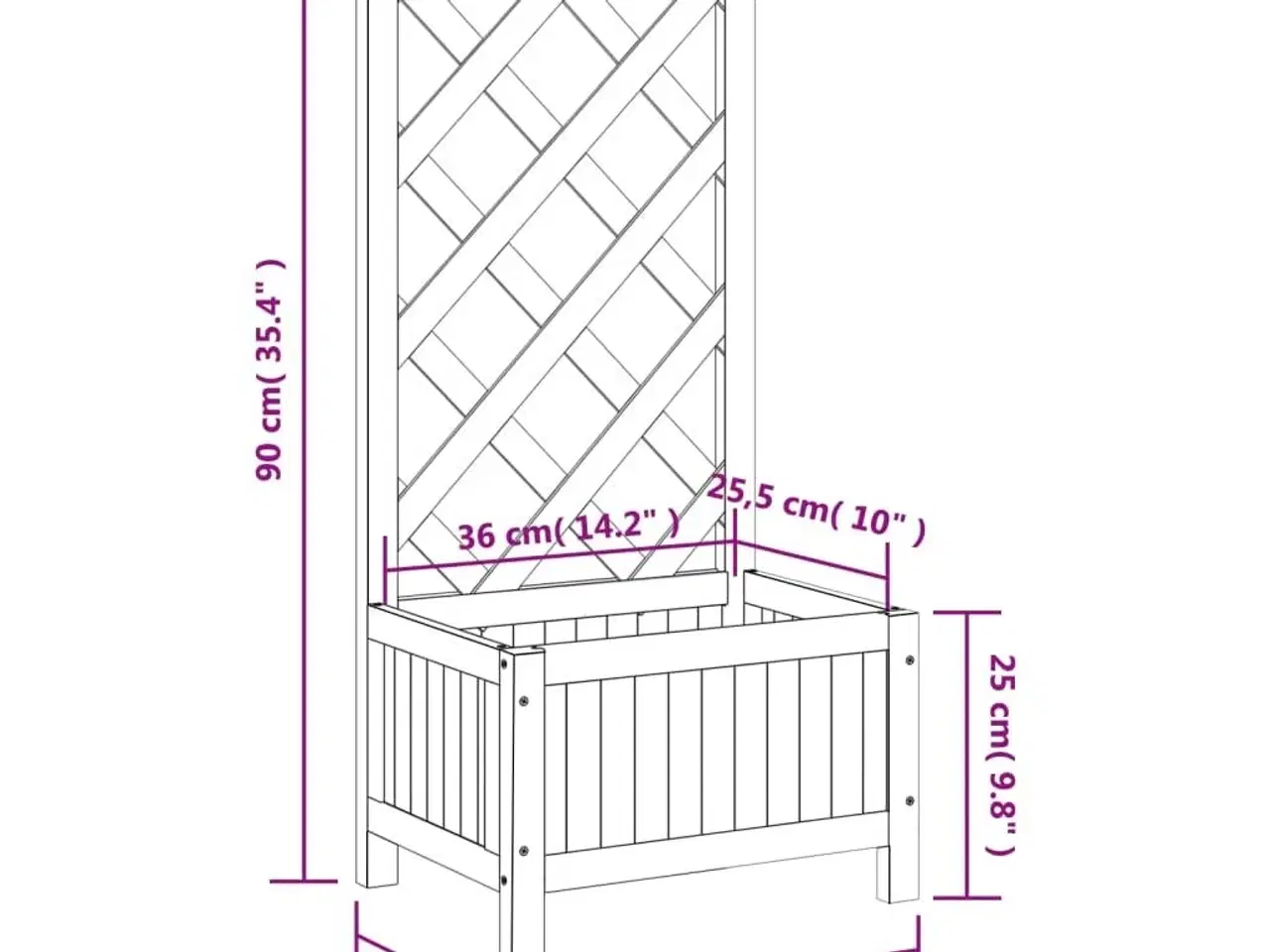 Billede 8 - Plantekasse med espalier massivt grantræ sort