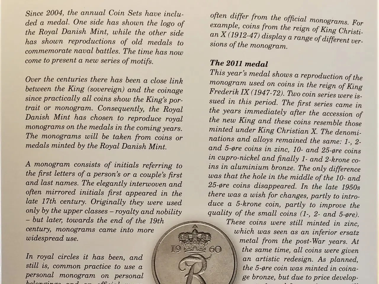 Billede 5 - DET KGL MØNTSÆT 2011 med KONG FREDERIK IX