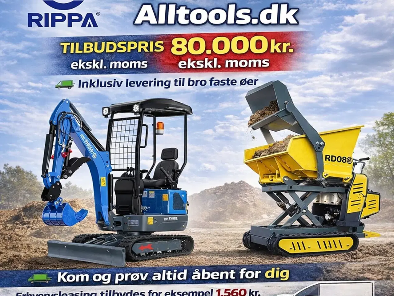Billede 1 - Minigraver med Kubota samt Motorbøre med 13,5 hk